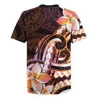 Polynesian Art Tattoo Rugby Jersey Plumeria Flowers Peach Gradient