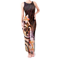 Polynesian Art Tattoo Tank Maxi Dress Plumeria Flowers Peach Gradient LT05 Women Peach - Polynesian Pride