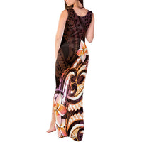 Polynesian Art Tattoo Tank Maxi Dress Plumeria Flowers Peach Gradient LT05 - Polynesian Pride