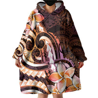 Polynesian Art Tattoo Wearable Blanket Hoodie Plumeria Flowers Peach Gradient LT05 - Polynesian Pride