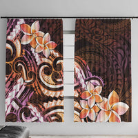 Polynesian Art Tattoo Window Curtain Plumeria Flowers Peach Gradient LT05 With Hooks Peach - Polynesian Pride