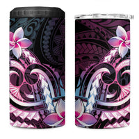 Polynesian Art Tattoo 4 in 1 Can Cooler Tumbler Plumeria Flowers Pink Gradient LT05 One Size: 16 oz Pink - Polynesian Pride
