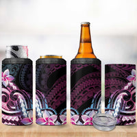 Polynesian Art Tattoo 4 in 1 Can Cooler Tumbler Plumeria Flowers Pink Gradient LT05 - Polynesian Pride