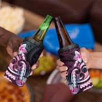 Polynesian Art Tattoo 4 in 1 Can Cooler Tumbler Plumeria Flowers Pink Gradient LT05 - Polynesian Pride