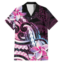 Polynesian Art Tattoo Family Matching Mermaid Dress and Hawaiian Shirt Plumeria Flowers Pink Gradient