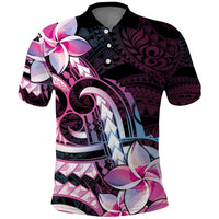 Polynesian Art Tattoo Polo Shirt Plumeria Flowers Pink Gradient