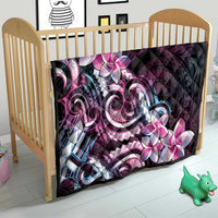 Polynesian Art Tattoo Quilt Plumeria Flowers Pink Gradient