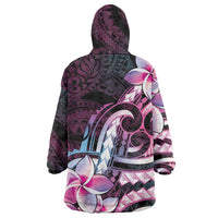Polynesian Art Tattoo Wearable Blanket Hoodie Plumeria Flowers Pink Gradient LT05 - Polynesian Pride