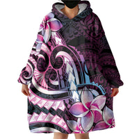 Polynesian Art Tattoo Wearable Blanket Hoodie Plumeria Flowers Pink Gradient LT05 - Polynesian Pride