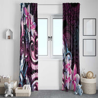 Polynesian Art Tattoo Window Curtain Plumeria Flowers Pink Gradient LT05 - Polynesian Pride