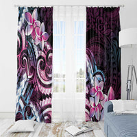 Polynesian Art Tattoo Window Curtain Plumeria Flowers Pink Gradient LT05 - Polynesian Pride