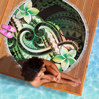 Polynesian Art Tattoo Beach Blanket Plumeria Flowers Green Gradient LT05 - Polynesian Pride