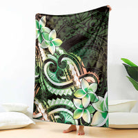 Polynesian Art Tattoo Blanket Plumeria Flowers Green Gradient LT05 - Polynesian Pride