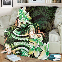 Polynesian Art Tattoo Blanket Plumeria Flowers Green Gradient LT05 - Polynesian Pride