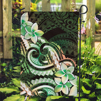 Polynesian Art Tattoo Garden Flag Plumeria Flowers Green Gradient LT05 Garden Flag Green - Polynesian Pride
