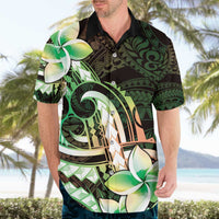 Polynesian Art Tattoo Hawaiian Shirt Plumeria Flowers Green Gradient LT05 - Polynesian Pride