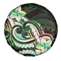 Polynesian Art Tattoo Spare Tire Cover Plumeria Flowers Green Gradient LT05 - Polynesian Pride