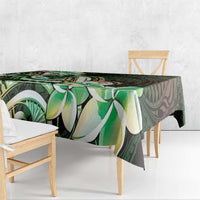 Polynesian Art Tattoo Tablecloth Plumeria Flowers Green Gradient LT05 - Polynesian Pride