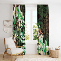 Polynesian Art Tattoo Window Curtain Plumeria Flowers Green Gradient LT05 - Polynesian Pride