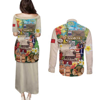 Samoa Culture Couples Matching Puletasi and Long Sleeve Button Shirt Embracing The Spirit LT05 - Polynesian Pride
