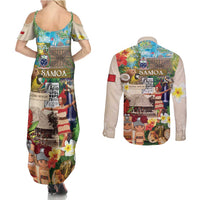 Samoa Culture Couples Matching Summer Maxi Dress and Long Sleeve Button Shirt Embracing The Spirit LT05 - Polynesian Pride