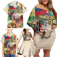 Samoa Culture Family Matching Off Shoulder Short Dress and Hawaiian Shirt Embracing The Spirit