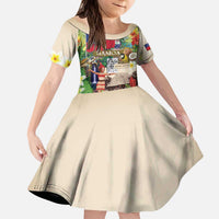 Samoa Culture Kid Short Sleeve Dress Embracing The Spirit LT05 KID Beige - Polynesian Pride