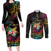 Hawaii Pride Couples Matching Long Sleeve Bodycon Dress and Long Sleeve Button Shirt Aloha Is Aloha LT05 Colorful - Polynesian Pride