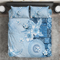 Hawaii Tapa Pattern With Blue Hibiscus Bedding Set LT05 Blue - Polynesian Pride