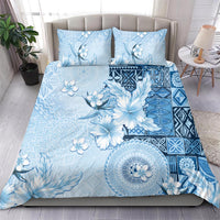 Hawaii Tapa Pattern With Blue Hibiscus Bedding Set LT05 - Polynesian Pride
