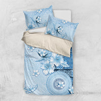 Hawaii Tapa Pattern With Blue Hibiscus Bedding Set LT05 US Twin 172cm x 218cm Blue - Polynesian Pride