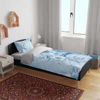 Hawaii Tapa Pattern With Blue Hibiscus Bedding Set LT05 - Polynesian Pride