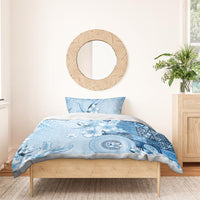 Hawaii Tapa Pattern With Blue Hibiscus Bedding Set LT05 - Polynesian Pride