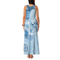 Hawaii Tapa Pattern With Blue Hibiscus Family Matching Tank Maxi Dress and Hawaiian Shirt LT05 - Polynesian Pride