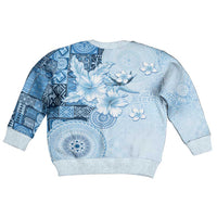Hawaii Tapa Pattern With Blue Hibiscus Kid Ugly Christmas Sweater