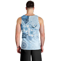 Hawaii Tapa Pattern With Blue Hibiscus Men Tank Top LT05 - Polynesian Pride