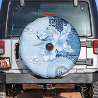 Hawaii Tapa Pattern With Blue Hibiscus Spare Tire Cover LT05 Blue - Polynesian Pride