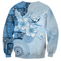 Hawaii Tapa Pattern With Blue Hibiscus Sweatshirt LT05 - Polynesian Pride
