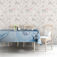 Hawaii Tapa Pattern With Blue Hibiscus Tablecloth LT05 - Polynesian Pride