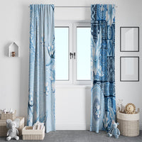 Hawaii Tapa Pattern With Blue Hibiscus Window Curtain LT05 - Polynesian Pride