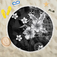 Hawaii Tapa Pattern With Black Hibiscus Beach Blanket LT05 One Size 150cm Black - Polynesian Pride