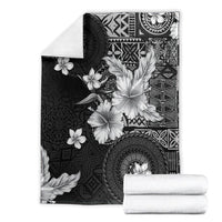 Hawaii Tapa Pattern With Black Hibiscus Blanket LT05 - Polynesian Pride