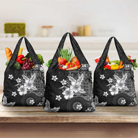 Hawaii Tapa Pattern With Black Hibiscus Grocery Bag LT05 3-pack One Size Black - Polynesian Pride
