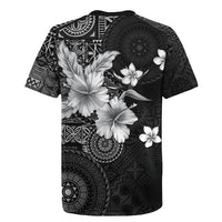 Hawaii Tapa Pattern With Black Hibiscus Rugby Jersey LT05 - Polynesian Pride