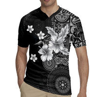 Hawaii Tapa Pattern With Black Hibiscus Rugby Jersey LT05 - Polynesian Pride