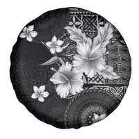 Hawaii Tapa Pattern With Black Hibiscus Spare Tire Cover LT05 - Polynesian Pride
