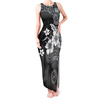 Hawaii Tapa Pattern With Black Hibiscus Tank Maxi Dress LT05 Women Black - Polynesian Pride
