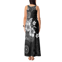 Hawaii Tapa Pattern With Black Hibiscus Tank Maxi Dress LT05 - Polynesian Pride