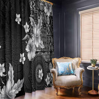 Hawaii Tapa Pattern With Black Hibiscus Window Curtain LT05 - Polynesian Pride
