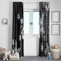 Hawaii Tapa Pattern With Black Hibiscus Window Curtain LT05 - Polynesian Pride
